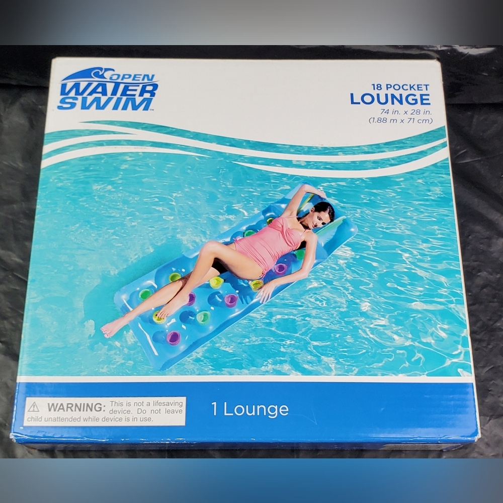 Open Water Swim 18 Pocket Lounger 74 in x 28 in Pool Float Mattress - NIB